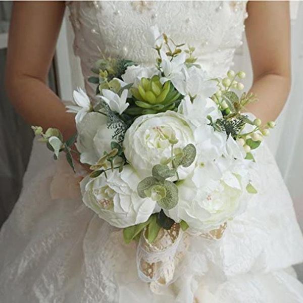 

beautiful rose peony artificial silk flowers small white bouquet home party winter wedding decoration fake decor #y2 decorative & wreaths