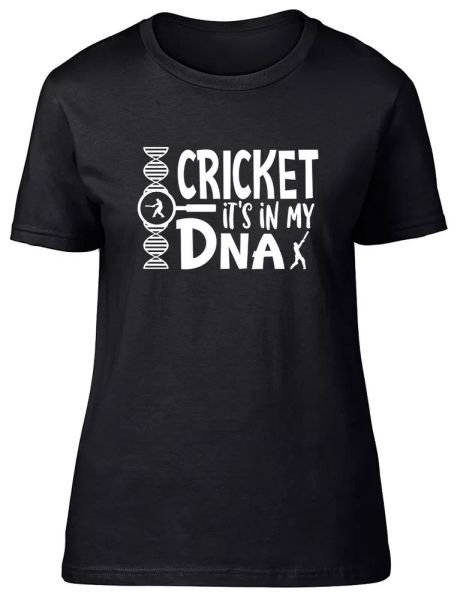 

cricket it's in my dna fitted womens ladies t shirt, White;black