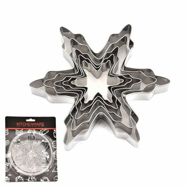 

baking moulds 5 pcs/set snowflake shape cookie cutter stainless steel snow form mold diy fondant chocolate cake decoration mould tool