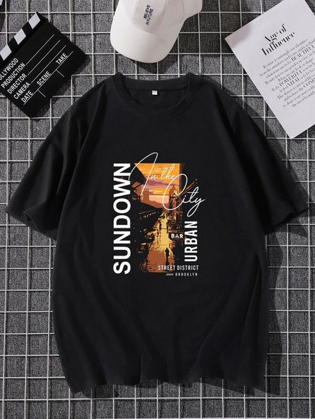 

men letter & figure graphic tee x07r#, White;black