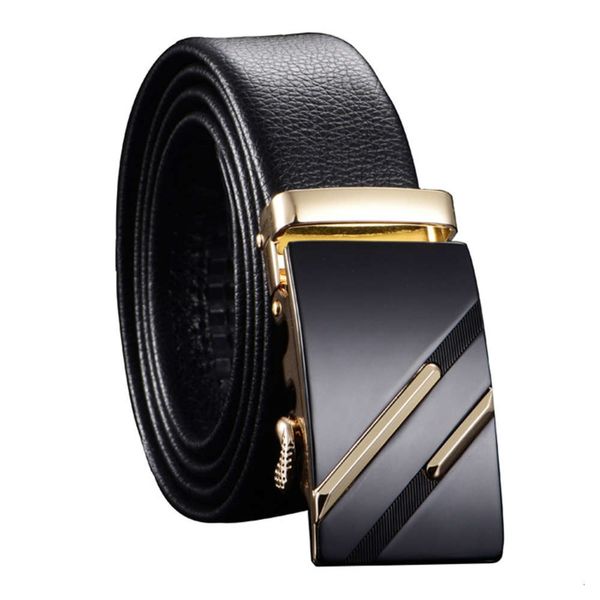 

belt men's leather super fiber youth automatic buckle business belt, Black;brown