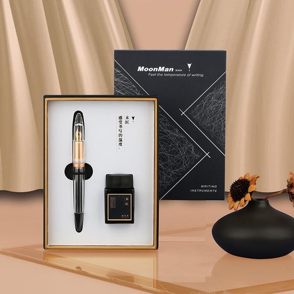 

fountain pens moonman m2plus f nib transparent resin pen ink storage with gift box