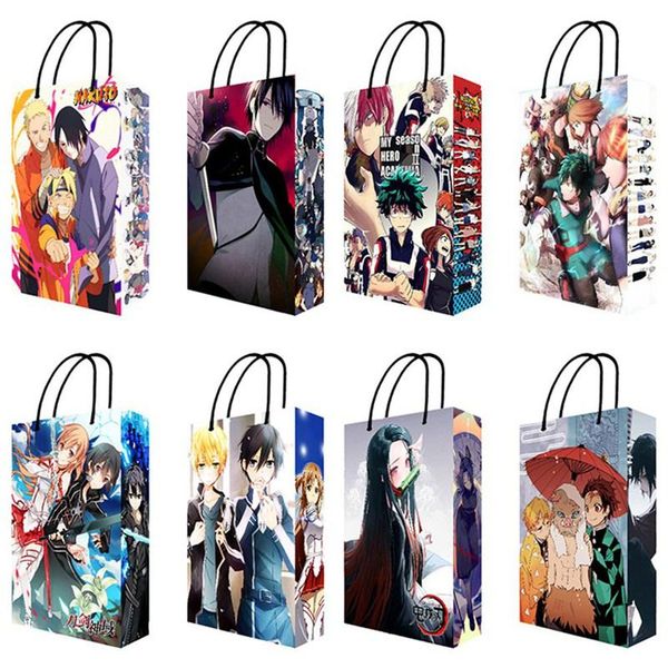 

gift wrap multifuntion anime demon slayer paper bag 40*27.5*8.8cm festival bags with handles cosplay party supplies for event