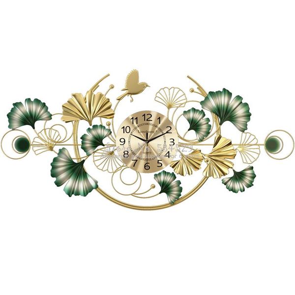 

wall clocks metal clock living room home fashion creative ginkgo leaf decoration watch silent movement decor