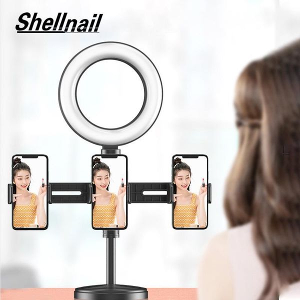 

shellnail selfie ring lamp pography light led phone holder live broadcast stand for youtube to make tik tok cell mounts & holders