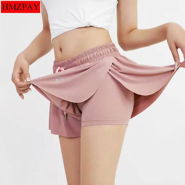 

gym clothing 2 in 1 ladies fitness flowy soft sports yoga outdoor tennis training workout shorts skirt, White;black