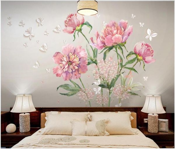 

wallpapers custom mural 3d po wallpaper watercolor peony flower living room background home decor wall murals for walls 3 d