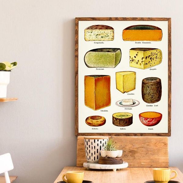 

paintings nordic canvas painting kitchen home decor types of cheese chart poster prints vintage wall art picture dining room modular frame