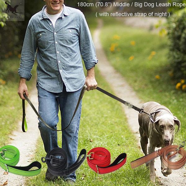 

[tailup] big dog leashes rope 180cm double layer nylon solid vest collar lead for strong middle cl107 collars &