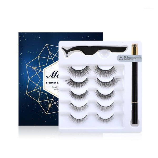 

pairs no magnet false eyelashes self adhesive eyeliner tweezers set fake eye lash extension makeup kit accessories vendors1