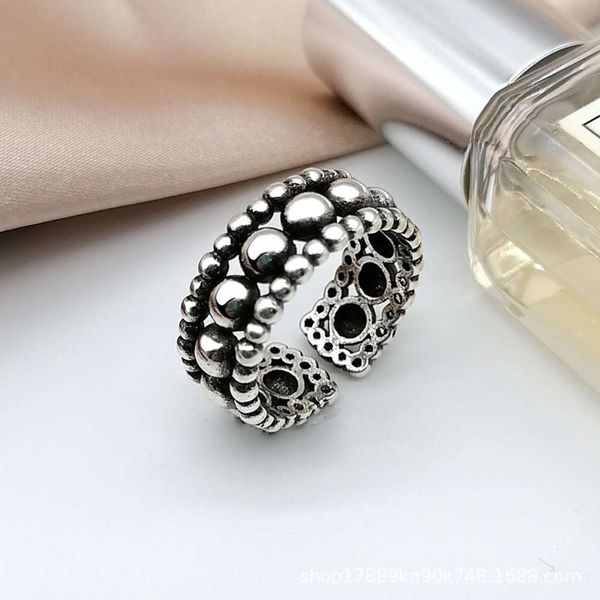 

dongdamen 925 silver plated beads ring, Black