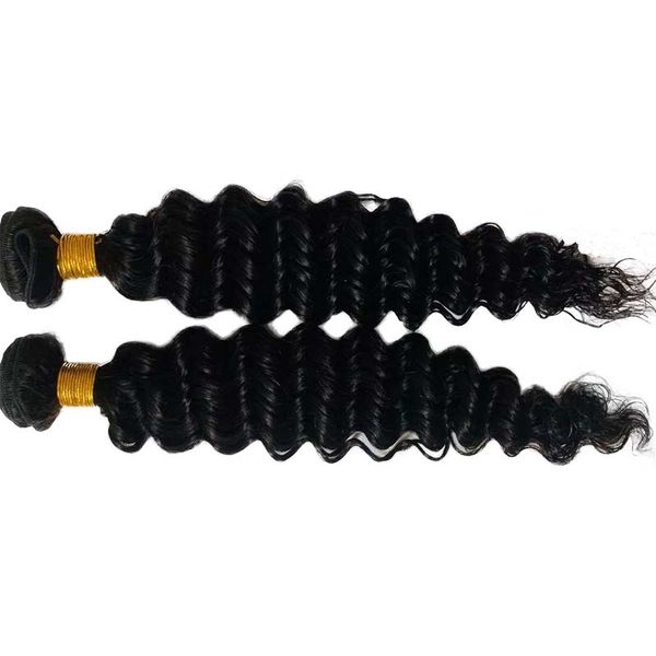 

wholesale single donor cuticle aligned hair raw indian deep wave bulk bundles natural color 1b, Black