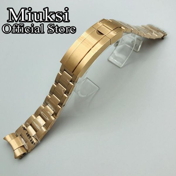 

20mm rose gold stainless steel watch band folding buckle fit 40mm watch case mens strap, Black;brown