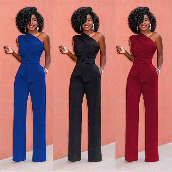 

2021 women off shoulder casual jumpsuits wide leg pants summer elegant rompers womens jumpsuit party overalls female plus size, Black;white