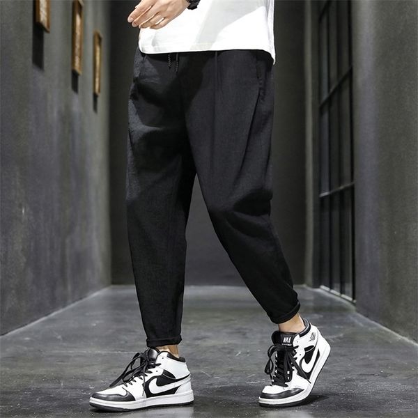 Hybskr Pantaloni Harem da uomo tinta unita Streetwear giapponese Uomo Pantaloni larghi casuali Pantaloni da jogging maschili Pantaloni 3XL 220311
