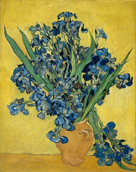 Pintados à mão Van Gogh Pintura a óleo sobre vaso de lona com íris contra um fundo amarelo, 1890 wall art Fotos para Hotel Dinning Room Home Decor Presentes