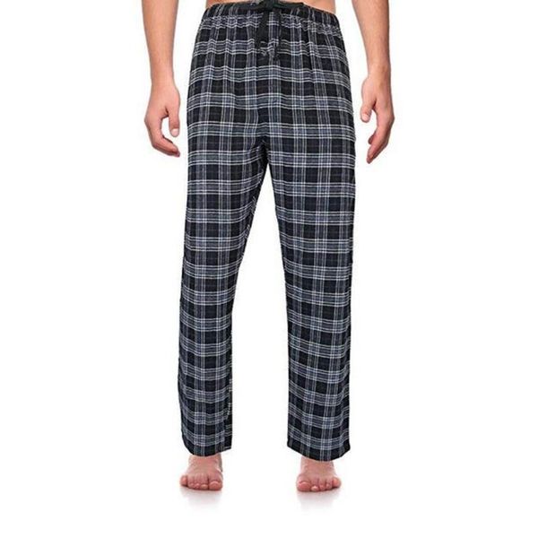 

men's pants glorystar man sleeping trousers plaid long drawstring sleep bottoms straight pantaloon, Black