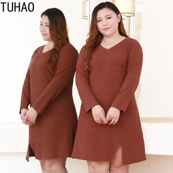 

casual dresses tuhao knit dress women plus size 10xl 8xl 6xl 4xl ladies office work autumn winter loose middle age, Black;gray