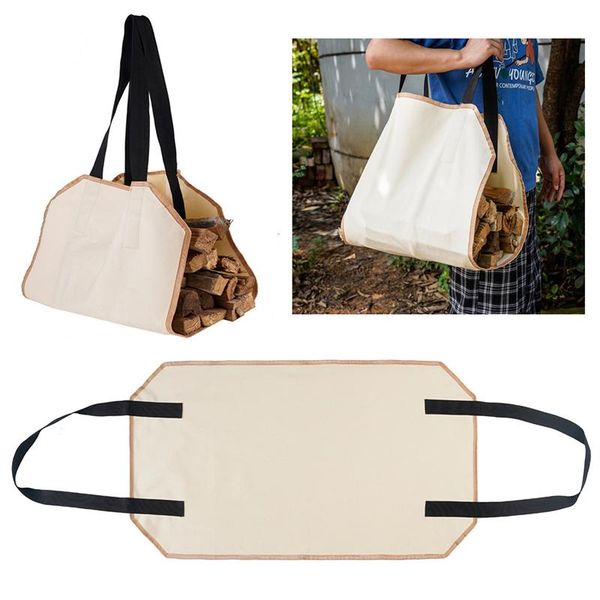 

storage bags 1pcs firewood bag canvas outdoor camping wood log carrier transport package tote home kitchen supplies