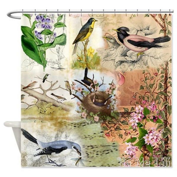 

shower curtains vintage botanical and birds shabby chic by ho me lili curtain waterproof fabric bathroom decor