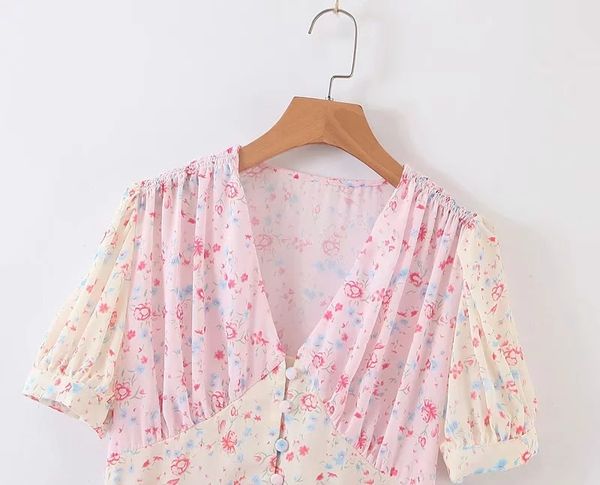 

arrival summer stylish sweet floral print ruffles mini elegant high end women chic button casual es vestidos, Black;gray