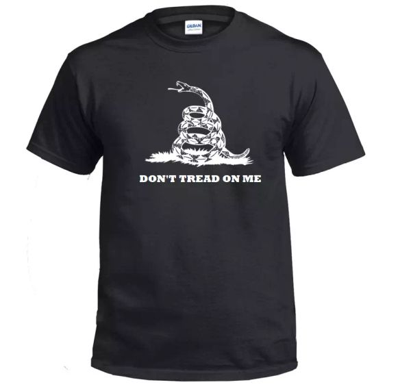 

don't tread on me tee shirt gadsden flag usa om patriot america t-shirt, White;black