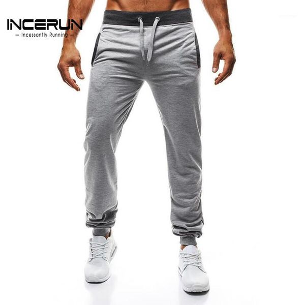 

men's pants incerun autumn mens casual sweatpants joggers long trousers for men slim solid color workout male 2021 brand 2xl, Black
