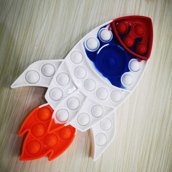 

color matching rocket push bubble sensory fidget toys pioneer fidget anti stress silicone children's puzzle decompression toy finger bu