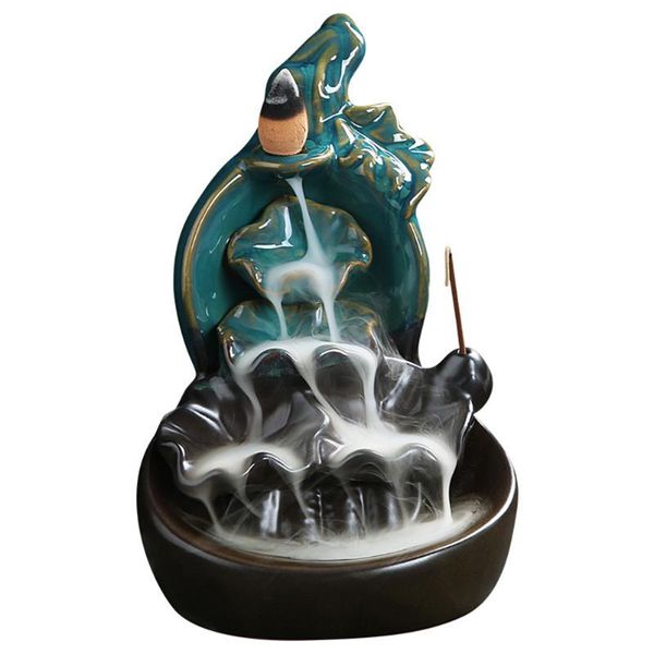 

fragrance lamps ceramics lotus backflow incense burners waterfall censer home office decor rt99