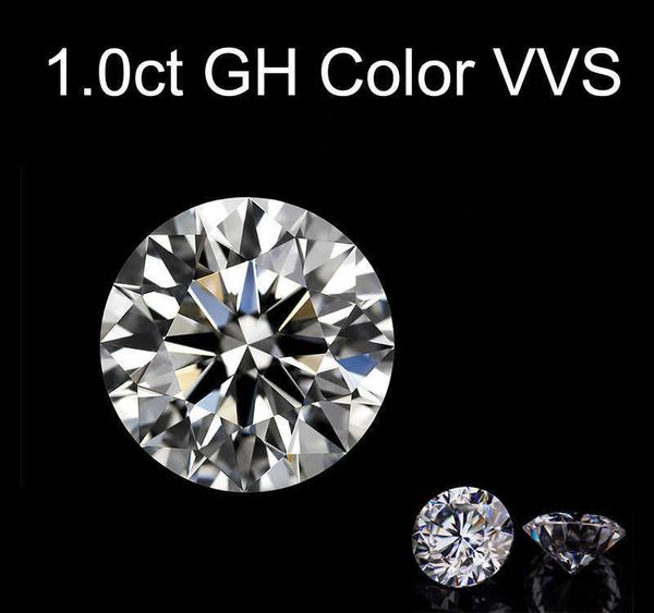 Pedras preciosas soltas Moissanite GH Cor 1.0ct 1 Carat 6.5mm Clareza VVS Redondo Jóias Pulseira Diamante Anel Material Solto Stones H1015