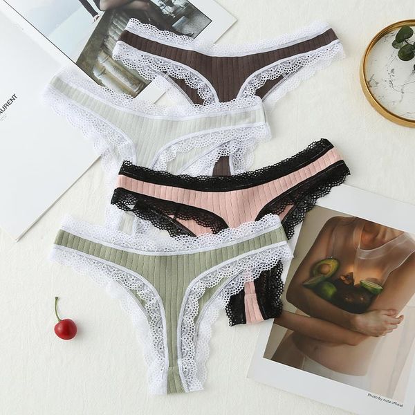

women's panties 1pcs/lots underwear thong solid color breathable low-rise comfortable underpants cotton g-string intimate linger, Black;pink