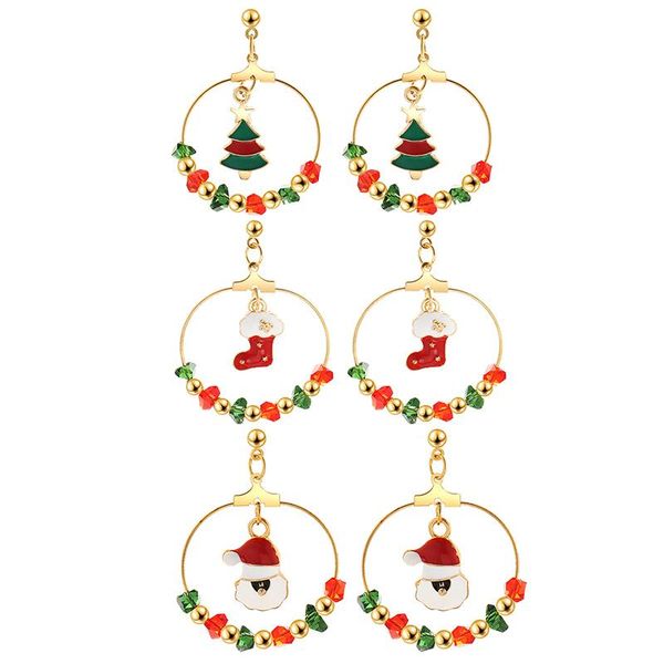 

stud 2021 christmas earrings jewelry accessories set asymmetry cute santa claus snowman tree bell gifts for women girls, Golden;silver