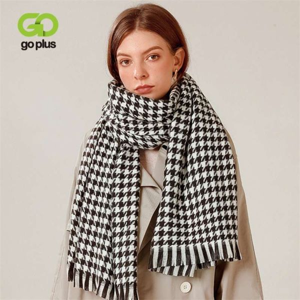 

goplus women's scarves winter vintage soft warm casal black white plaid womans bufandas invierno mujer 210928, Blue;gray