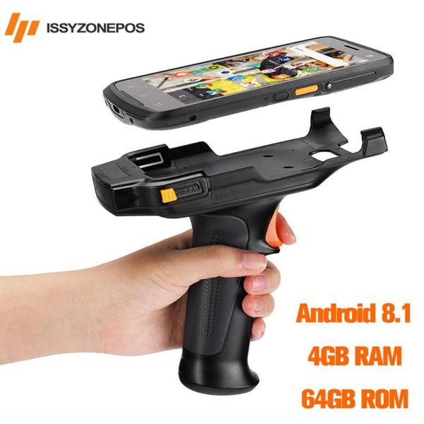 

issyzonepos handheld android 8.1 pda terminal 2d zebra 4710 barcode scanner reader data collector with pistol grip scanners