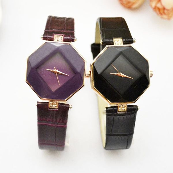 

wristwatches sell like cakes quality rhombus prism set auger ms crystal strap watch high-grade watches, Slivery;brown