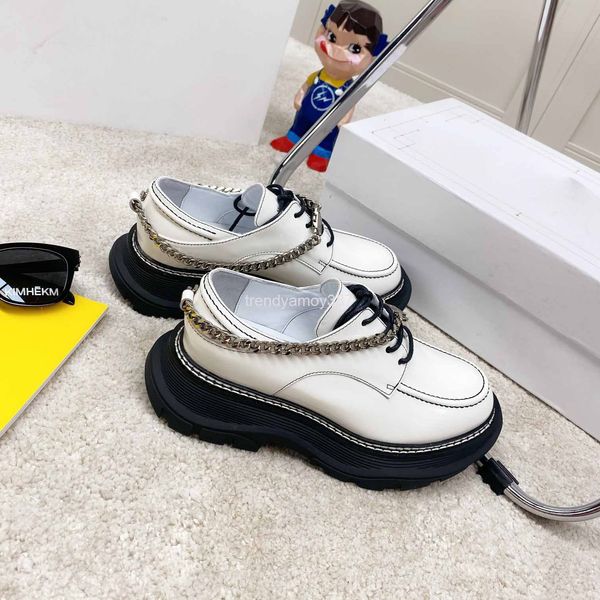 

dress shoes chain thick soled small leather shoes women's spring four seasons single british style lace up muffin temperament lefu, Black