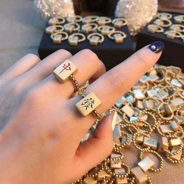 

avD mahjong red rich female minority design fashion personality transfer index finger elastic national band rings ringnet red, Silver