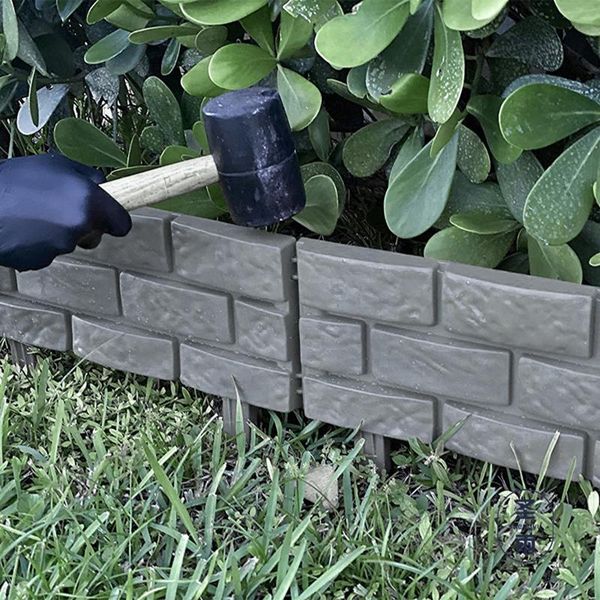 

fencing, trellis & gates 4pcs detachable plastic gray fences imitated stone garden frame and lawn edge drop