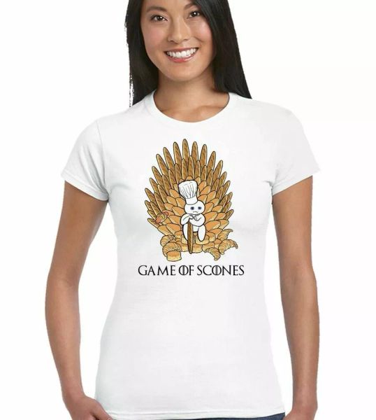 

scone game-thrones parody mash up-women funny t-shirt got, White;black