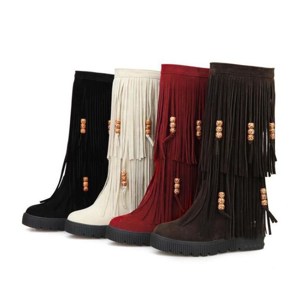 

boots 2021 winter women's high fashion tassel comfortable, Black