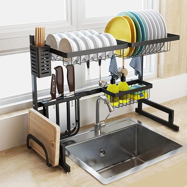 

upgrade kitchen organizer dishes dryer storage rack holder sink sponge tableware dinnerware & organization