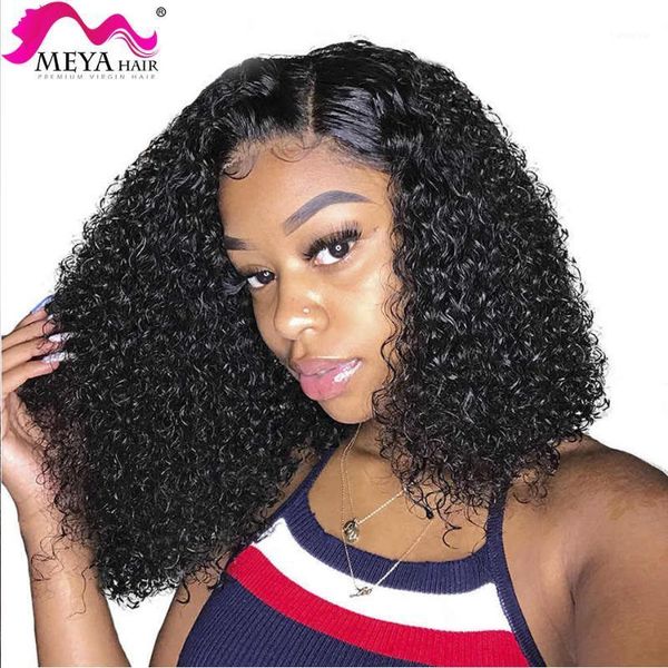

4x4 lace closure human hair wigs black women deep wave curly frontal bob wig brazilian afro short water wavy remy 180%1, Black;brown
