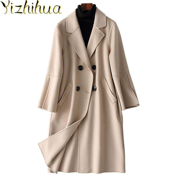 

women's wool & blends coats 2021 elegants winter women double breasted female jacket pockets chaquetas invierno mujer 38054 wyq1426, Black