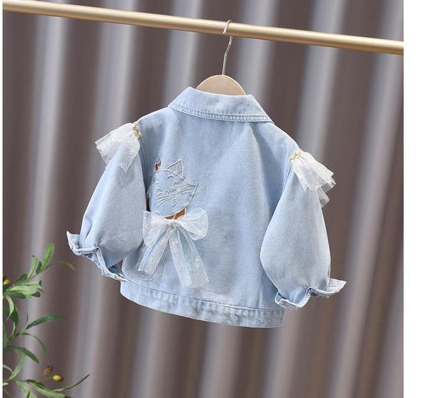 

girl's beaded denim jacket jackets, Blue;gray