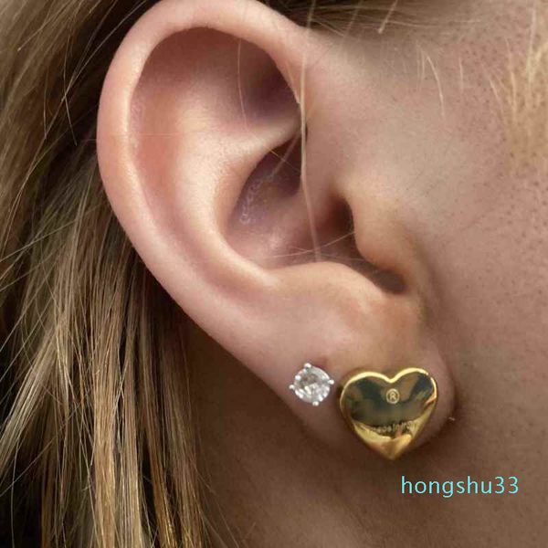 

luxurious design women studs silver rose gold colors red oil stainless steel square earrings extravagant letter printed fashion, Golden;silver