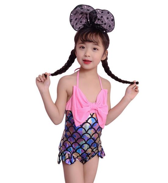 1-5 anni costume da bagno intero Cute Princess Kids Baby Mermaid Costumi da bagno Halter Bowknot Costume da bagno bikini Nuoto Costume da bagno balneabile Costumi da bagno