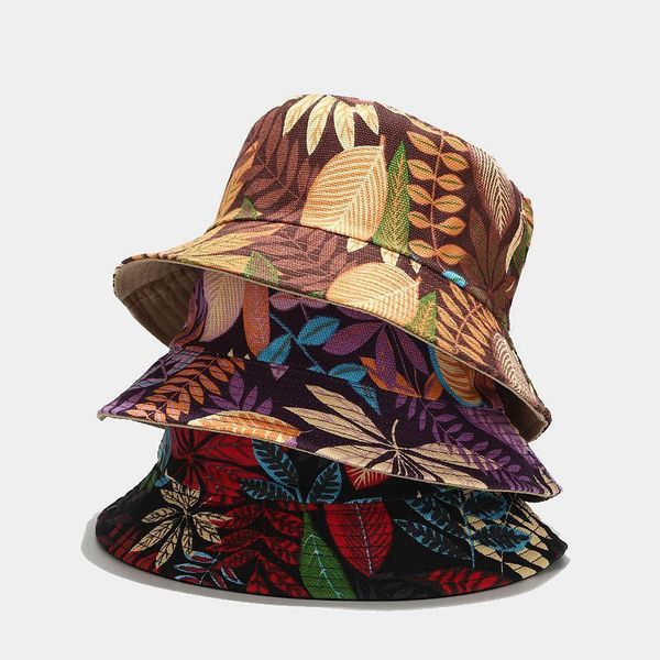 

new printing fisherman's hat for women outdoor sunscreen canvas hat in autumn