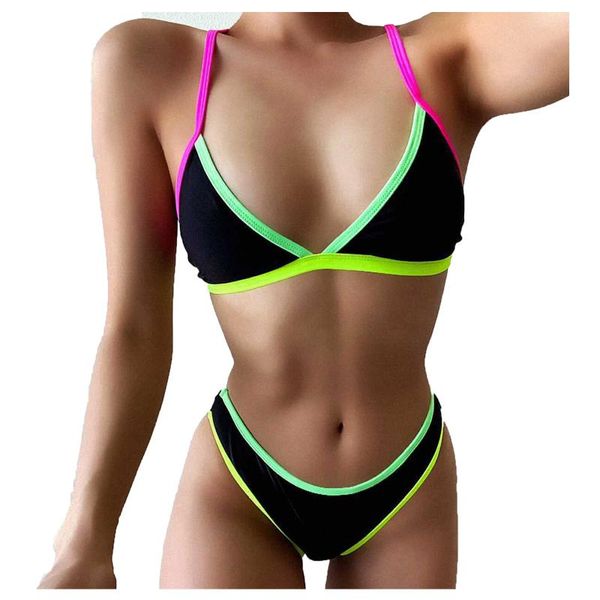 

women's swimwear two piece print split swimsuit bikini beachwear ropa mujer verano 2021 bikinis beach 2, White;black