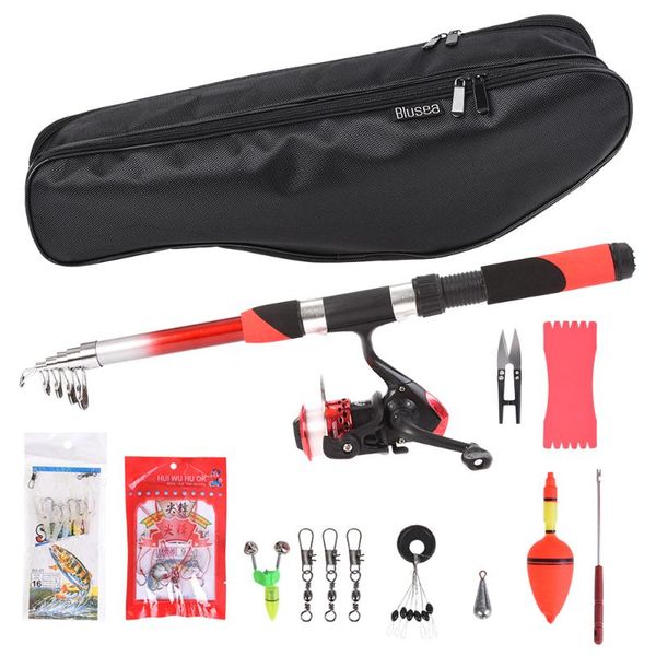 

fishing reel rod combo set and spinning baits hooks bag kit tackle boat rods