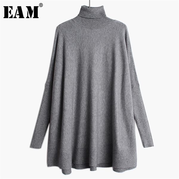 

[eam] oversized knitting sweater loose fit turtleneck long sleeve women pullovers fashion spring autumn 19a-a43 211018, White;black